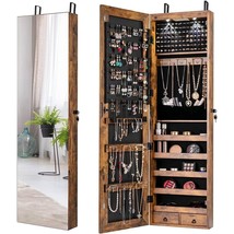 2-in-1 Door/Wall Mounted Jewelry Armoire Full Length Mirror in Brown Woo... - $5,292.35 MXN