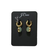 J crew gold light green Mint stone drop Dangle Bezel huggie Hoop earring... - $32.48 CAD