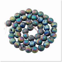 Rainbow Titanium Coated Geode Agate Beads - 1 Strand of 8mm Semi Precious Stone - $36.62