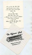 1968 Bolling AFB Wedding Reception Invitation Officers Club Napkin Washington DC - £17.12 GBP