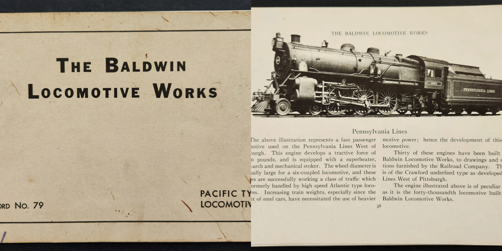 1961 vintage BALDWIN WORKS CATALOG train PACIFIC TYPE