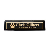 Desk Wedge Name Plate - PERSONALIZED - Dog Paw - 11 Inches (Rosewood Piano) - $43.11