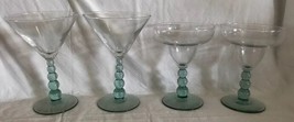 Libbey Metropolis Martini Glasses &amp; Margarita Glasses Green Beaded Bubbl... - £20.10 GBP