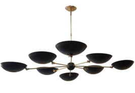 8 Light Pendant Mid Century Modern Raw Brass Sputnik chandelier light Fixture - £345.23 GBP