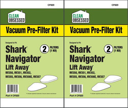 2 CF820 Shark Navigator Lift Away Foam &amp; Pre-Filters, 1 Each Per Pk  Nv350 - £9.59 GBP