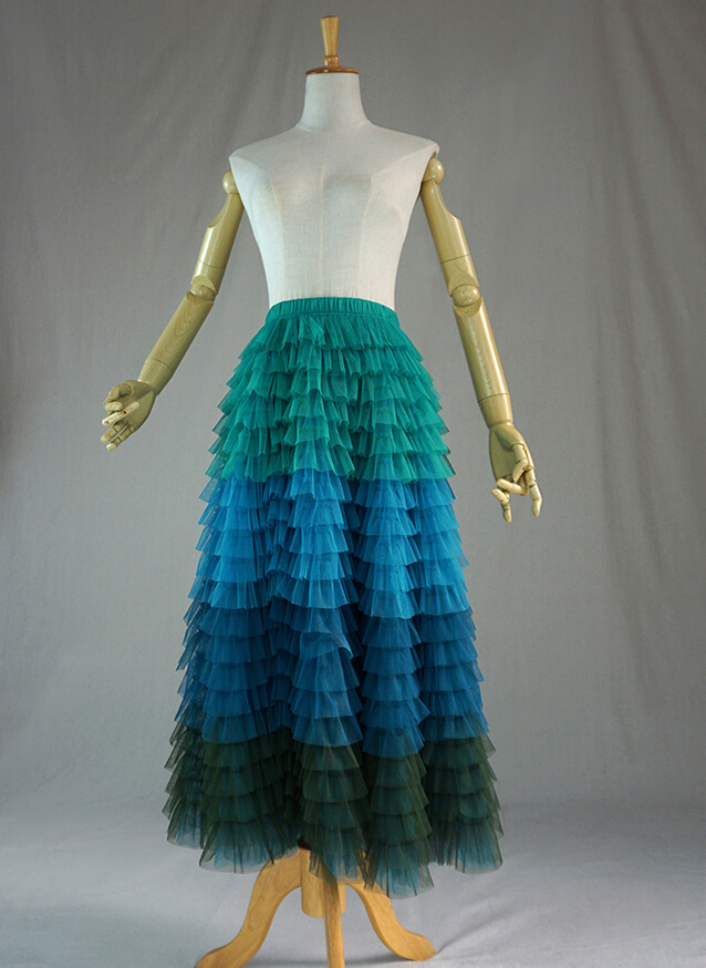 Green blue tulle skirt 4