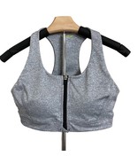 Tek Gear Workout Gear Front Zipper Closure Sz M Sports Bra Black Racerback - $24.63 CAD