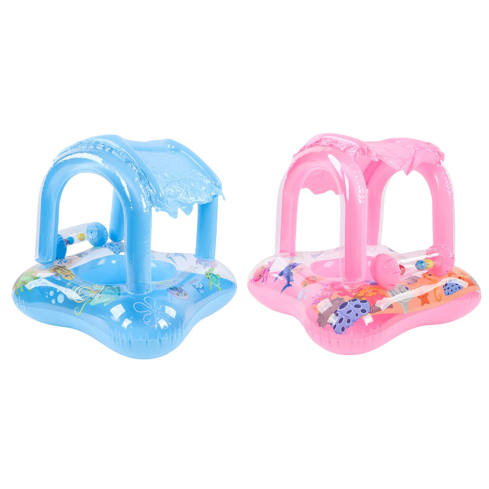 Portable Baby Pool Float Sunshade Swim Ring Infants Seat Boat Inflatable... - $21.99