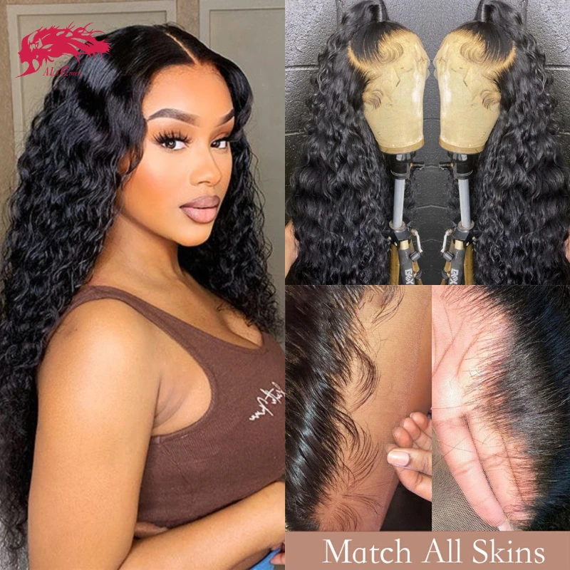 Ali Queen HD Lace Closure 6X6/7X7 Glueless Wig Water Wave 180 Density Indina - £89.39 GBP+
