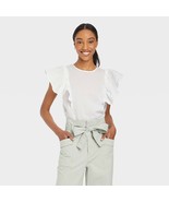 A New Day Women&#39;s Flutter Sleeve Tank Top White XL - $14.35