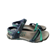 Merrell Terran Cross II Sandals Womens 8 Navy Green Leather Strappy Sport Hiking - £14.16 GBP