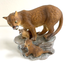 Homco Masterpiece Porcelain 1994 Endangered Species Mountain Lions Figure VTG - £19.49 GBP