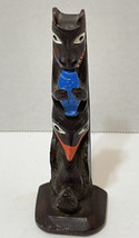 Vintage Authentic Alaska Craft Resin Totem Pole Figurine 5.25 inches - £11.38 GBP