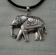 sterling silver pendant necklace elephant pendant charm locket handmade - $87.12