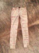 Pre-owned GENETIC Cigarette Leg Jeans Cropped Beige Tie Dye &quot;Raquel&quot; SZ 26 - £27.26 GBP