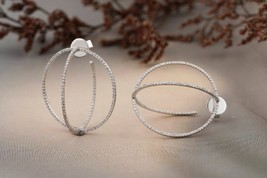 Real Diamond Earrings, Overlapping Criss Cross Circular Hoop Earrings - £731.63 GBP