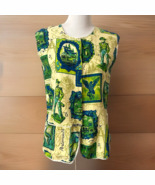 Apron Smock House Coat Kitchen Cobbler Vest Snap Front Cotton Blend Vtg ... - $31.39 CAD