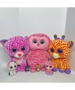 JUMBO TY Beanie Boo Lot Of6: Glamour Leopard, Pinky Owl, Darci Giraffe W... - $57.32 CAD