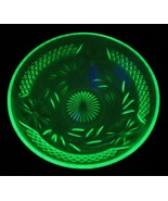 VASELINE GLASS BOWL vintage CUT GLASS floral antique URANIUM green EARLY... - $65.99