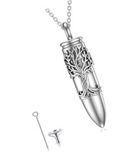 Cremation Jewelry Bullet Urn Necklace for Ashes 925 Sterling Silver of - $2,783.62 MXN