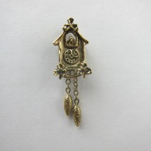 Avon Cuckoo Clock Tie Tack Lapel Pin Gold tone Vintage - $9.99