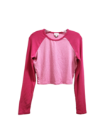 Le Lis Pink Crop Top Size M Raglan Long Sleeve Y2K 90s Colorblock Trendy... - $363.93 MXN