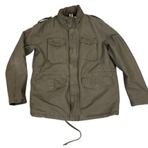 H&amp;M LOGG Field Jacket Military Style Olive Green concealed zip snaps Uti... - $35.00