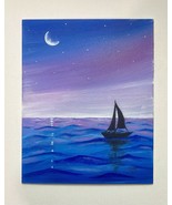 Original Acrylic Landscape “Moon Light” Art On Canvas Panel, 8 By 10 Inches - $73.26