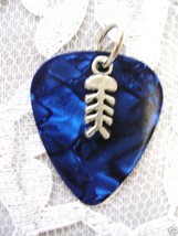 DEEP BLUE GUITAR PICK SURFER FISH BONE PENDANT NECKLACE - $4.99