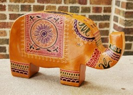 Matr Boomie Elephant Handpainted Embossed Leather Decor Money Holder Piggy Bank - £22.55 GBP