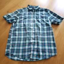5.11 Tactical Button Up Shirt Short Sleeve Plaid Light Blue Men&#39;s Size Medium M - £13.97 GBP
