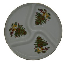 Merry Christmas Tree Ceramic Sectioned Bon Bon Serving Dish Jay Import Co Japan - £9.94 GBP