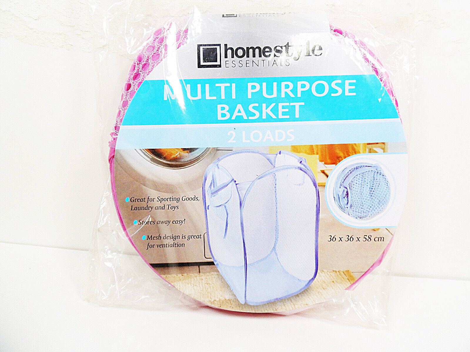 Clothes Laundry Basket Hamper Mesh Hampers Storage Baskets Pink Blue Whi... - $8.99