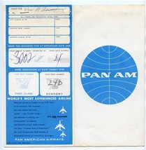  Pan American World Airways Ticket Jacket Passenger Ticket Milwaukee Europe 1965 - £15.82 GBP