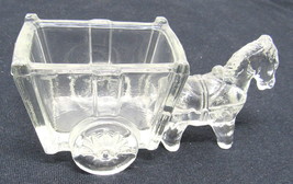Jeanette Glass Horsewith Cart Clear 4&quot; Candy Dish Toothpick Vintage 1950... - $22.70