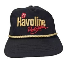 Texaco Havoline Racing Hat Gold Rope Snapback Black Trucker USA 1989 Vtg - £13.41 GBP