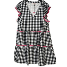 Andree By Unit Black White Gingham Pink Rickrack Tiered Dress Plus Size 1x NEW - £31.92 GBP