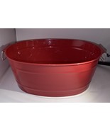 Oval Red Plastic Storage Tub Ice Bucket W Collapse  Handles 4.5”Hx11.5”L... - $26.20 CAD