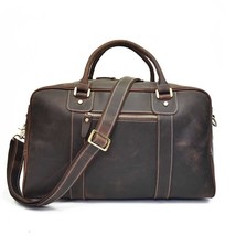 Men vintage crazy horse leather travel duffel Thick Real leather weekend bag Gen - £368.39 GBP