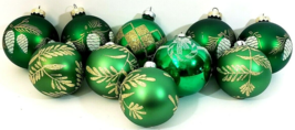 Holiday Christmas Green Glass Balls 2&quot; to 2.5&quot; Lot of 10 - $14.95