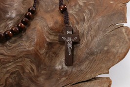 Vintage INRI Crucifix Catholic Jesus Christian Cross Pendant Rosary Necklace B5 - £9.31 GBP