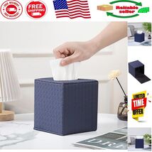 Artistic Navy Square Tissue Box Holder with Magnetic Closure - Versatile... - $350.07 MXN