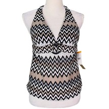 Perry Ellis Tankini Top S Black White Gray Taupe Chevron Removable Pads New - $25.00