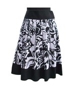 Cache Pleated Silver Metallic Kissed Skirt Self Belt Black White Silver ... - $27.35 CAD