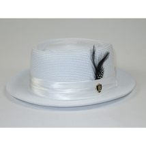Men's Bruno Capelo RAFAELE Braid Straw Pork Pie Hat Telescope Crown RF-401 White image 3