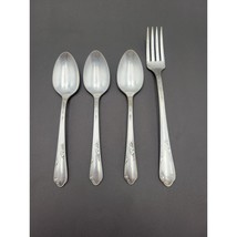 VTG 1936 WMA Rogers Oneida Set 4 Meadowbrook Heather Pattern Spoons &amp; Fork - $373.45 MXN