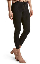 Hue Women Black Microsuede Lace Up Skimmer Leggings XS 0 2 M 8 10 U19333... - $46.29