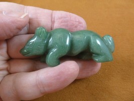 (Y-FOX-701) green FOX WOLF wild dog gemstone carving Figurine I love sly foxes - £14.09 GBP