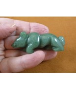 (Y-FOX-701) green FOX WOLF wild dog gemstone carving Figurine I love sly... - $333.76 MXN