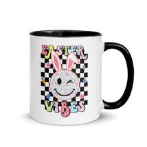 Funny Easter Day Mug - Retro Groovy Hippie Easter Vibes Leopard Smile Bunny Face - $17.77+